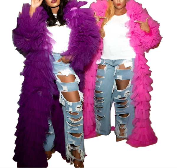 Chic Fluffy Luxury Tulle Robe for Women Elegant & Soft