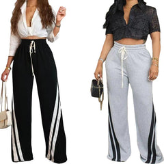 Stylish Diagonal Striped Waist-tight Sweatpants with Contrast Colors