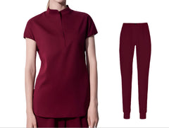 Burgundy Stylish Women's Stretch Scrubs - Comfortable Tank Top and Pants Set