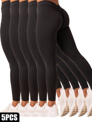 5-Pack Women's Seamless Scrunch Butt Leggings  High Waisted Tummy Control Workout Yoga Pants