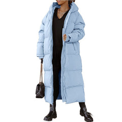 Blue Women’s Lodge Down Hooded Long Parka Warm Winter Coat with Insulated Filling S-XXL