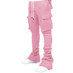 Mauve/Salmon Pink Winter Essentials Men's Casual Fleece Lined Cargo Pants with Utility Pockets