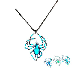 Spiked Glow-in-the-Dark Spider Pendant Necklace  Women’s Biker Jewelry Set