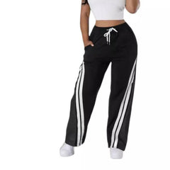 Stylish Diagonal Striped Waist-tight Sweatpants with Contrast Colors