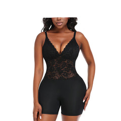 Black Women's Hourglass Sculpting Deep V Bodysuit Shapewear