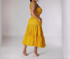 Women's Summer Cropped Top & Maxi Skirt Set  Beach Vacation 2-Piece Look