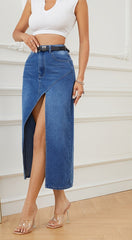Women's Fashion Irregular Hollow-out Denim Long Skirt