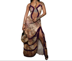 Chic Hollow-Out Sling Strap Maxi Dress for Women Elegant Fashion