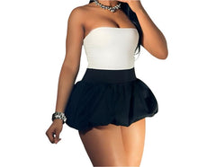 Black Women's High-Waist Ruched Crepe Mini Skirt  Ultra Bubble Design for Chic Style