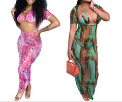 Sheer Floral Mesh Bikini Cover Up Maxi Dress  Beach Swimsuit Dress