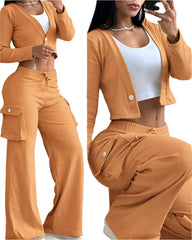 Women’s Travel Cargo Pant Set Lightweight 2-Piece Airport Outfit with Pockets
