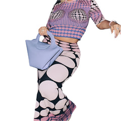 Stylish 3D Print Maxi Skirt & Short Sleeve Baby Tee Set with High Slit  Trendy Bodycon Outfit