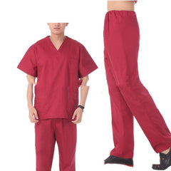 Men's Stretch V-Neck Scrub Set  Multi-Pocket Uniform Pants ,Comfort & Flexibility