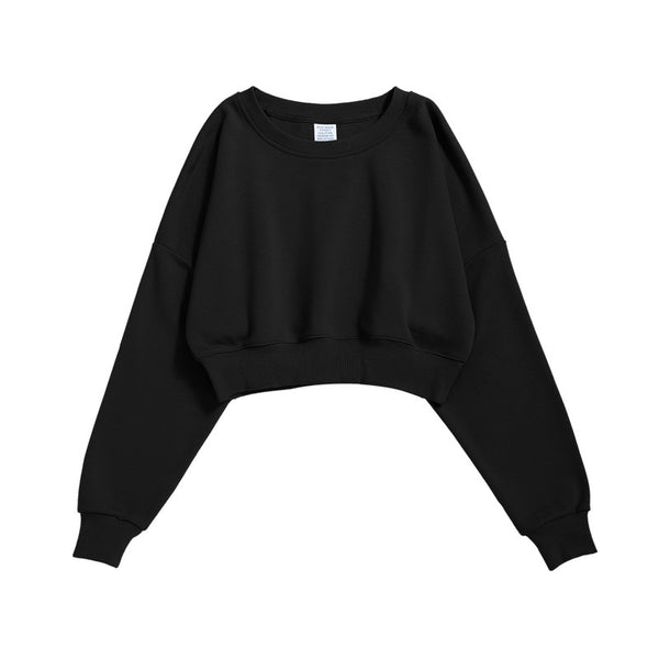 Black Women's Active Fit Women's Sports Crop Top Sweatshirt