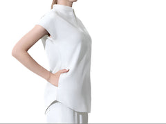 Classic White Stylish Women's Stretch Scrubs - Comfortable Tank Top and Pants Set