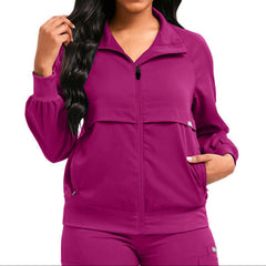 Women's Long Sleeve Medical Uniform Jacket Professional Dentist Scrub Coat