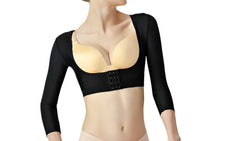 Black Post-Surgery Arm Shaper for Women Compression Sleeves with Front Closure & Slimming Support