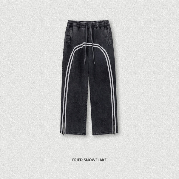 Asymmetric Reflective Street Trousers for Men Stylish, Comfortable Daily Wear with Drawstring Rope Design