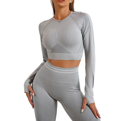 Gray women s Groove Seamless High-Waisted Compressive Legging Set