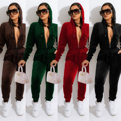 Buy now pay later clothing/Luxury Velvet Hooded someone Elegant & Comfortable jumpsuit Outfit