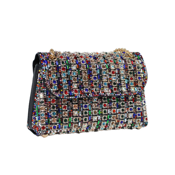 Mutli colored Glimmer Aura Handheld Crossbody Sequin Bag-Embedded Evening Clutch