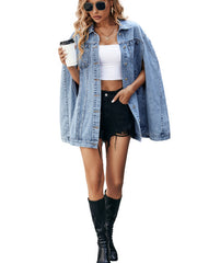 Women's Casual Loose Fit Versatile Denim Jacket  Trendy Lightweight Jean Coat