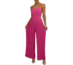 Pink Flow For Jumpsuit Women's Solid Color Wide Leg One-Piece
