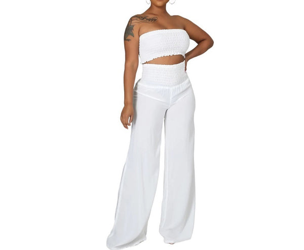 Flaunt Your Summer Fashion: Step Out in Confidence with our Women's Spring Tube Top Pant Set!