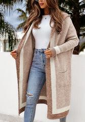 Khaki Women's Fashion Versatile Hooded Sweater Jacket