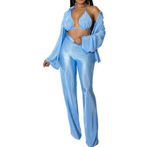 Elevate Your Summer Style: Serene Trio Pleated Elegance Set Available!