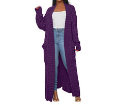 Fall Solid Color Long Cardigan