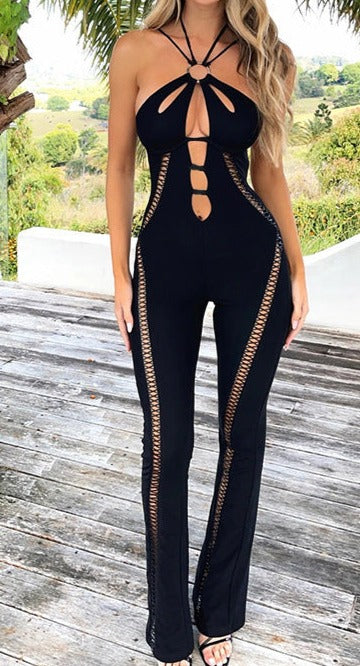 Women's Black VogueCurve Halter Sculpt Jumpsuit