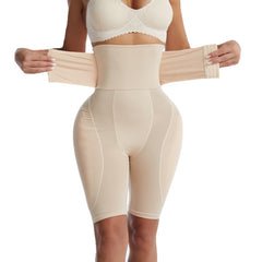 Beige  2-in-1 Plus Size High-Waisted Booty Lift Shaper Shorts Tummy Control & Seamless Sculpting