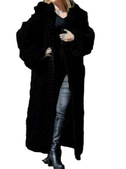 Black Plus Size Women's Fall Chunky Knit Cardigan  Long Open Front Sweater, Solid Colors, Cozy & Stylish