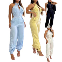 Women's 2-Piece Halter Neck Set High Waist Pants & Top Summer Outfit