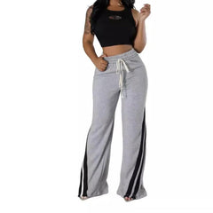 Stylish Diagonal Striped Waist-tight Sweatpants with Contrast Colors