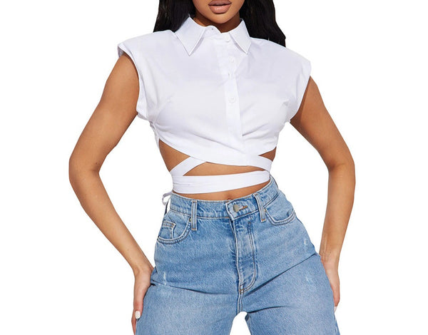 Ivory Elegance Lace-Up Top