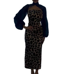 Luxury Women's Leopard Print Two-Piece Set - Slim Fit Tube Top Dress Party dresses