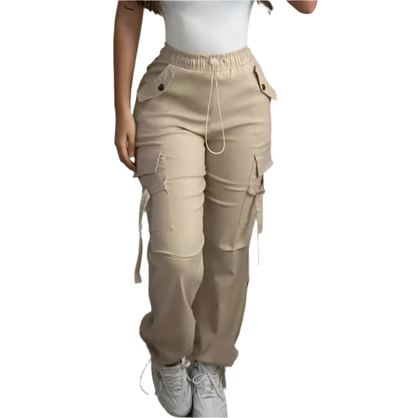 Most Comfortable Khaki  Women's Multi Pocket Tether Pants  Stylish Utility Wear