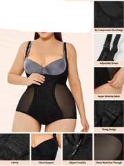 Women's Seamless Tummy Control Shapewear Bodysuit Sculpting Snatched Waist Body Shaper