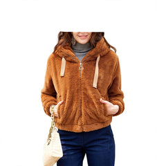 Cozy Berber Fleece Hooded Borg Coat for Women - Plus Size & Petite Shortline