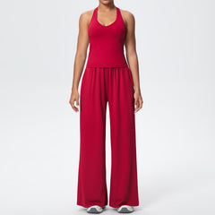 Red Women's Lightweight Breathable Yoga Pant Lounge Set