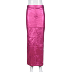 EuroChic Slim Metallic Long Skirt