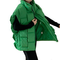 Green Women’s Down-Fill Cropped Vest  Packable Quilted Puffer Vest