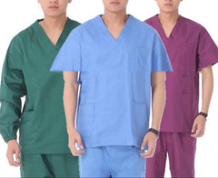 Men's Stretch V-Neck Scrub Set - Multi-Pocket Uniform Pants | Comfort & Flexibility