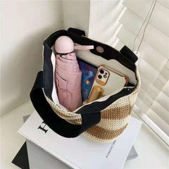 Shore Style Straw Chic Tote Handbag