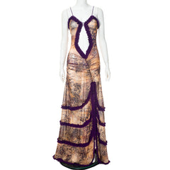 Chic Hollow-Out Sling Strap Maxi Dress for Women Elegant Fashion