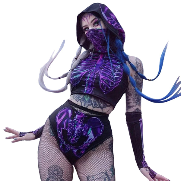 Women's Glow-in-the-Dark Skeleton Catsuit  Halloween Costume