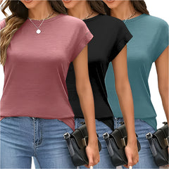 Women’s 3-Pack Basic Jersey T-Shirts Casual Summer Tops