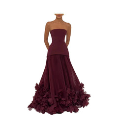 Red Elegant Off-Shoulder Ruched Pleated Sheath Evening Dress for Women